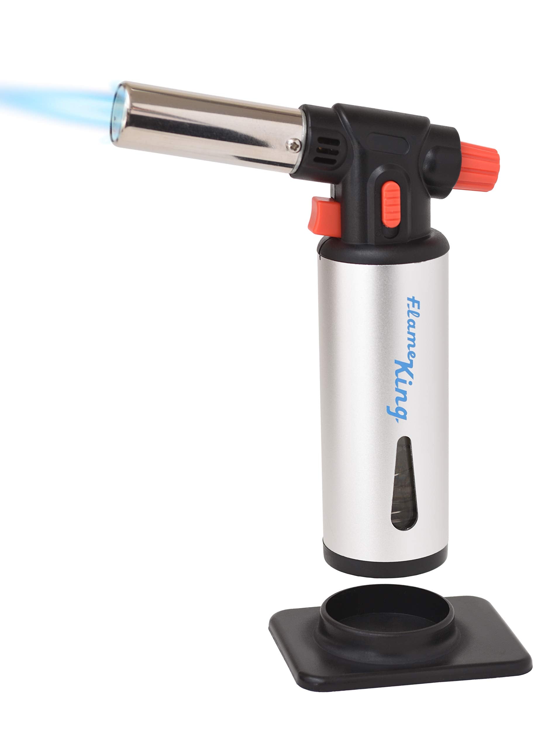 Flame King Kitchen Torch Refillable Culinary Butane with Igniter and Safety Lock, Multi-Use, Stainless Steel