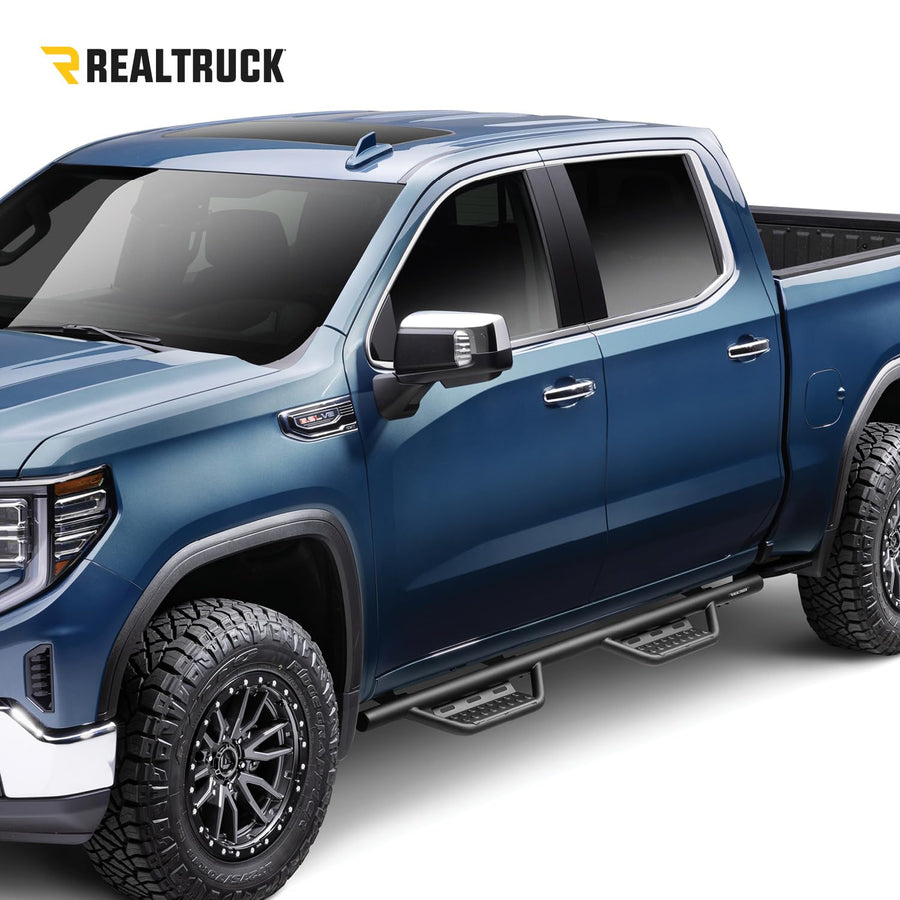 Nerf RS Steps RealTruck for Silverado/Sierra | Cab Length, Steel, Textured Black | 119417122 | Fits 2019-2024 Chevrolet Silverado/GMC Sierra 1500, 2020-2021 2500/3500 Double Cab