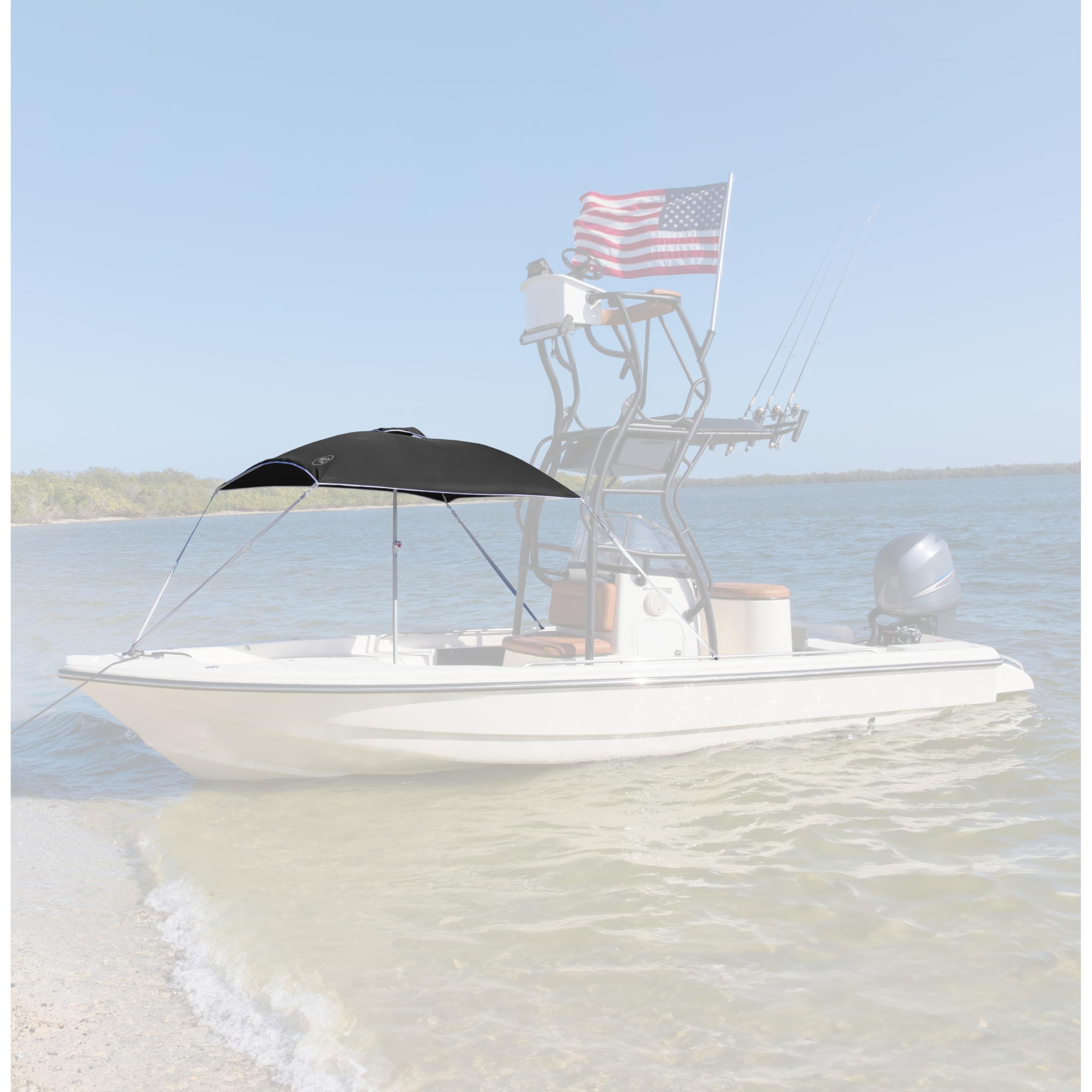 Anchorshade III Boat Shade, Taylor Made, Black, 6' x 6', Adjustable Aluminum Pole to 8 Feet, UV-Treated Fade-Resistant Nylon, Market-Style Top, Carrying Case, Fits Most Boats and Benches – 22049