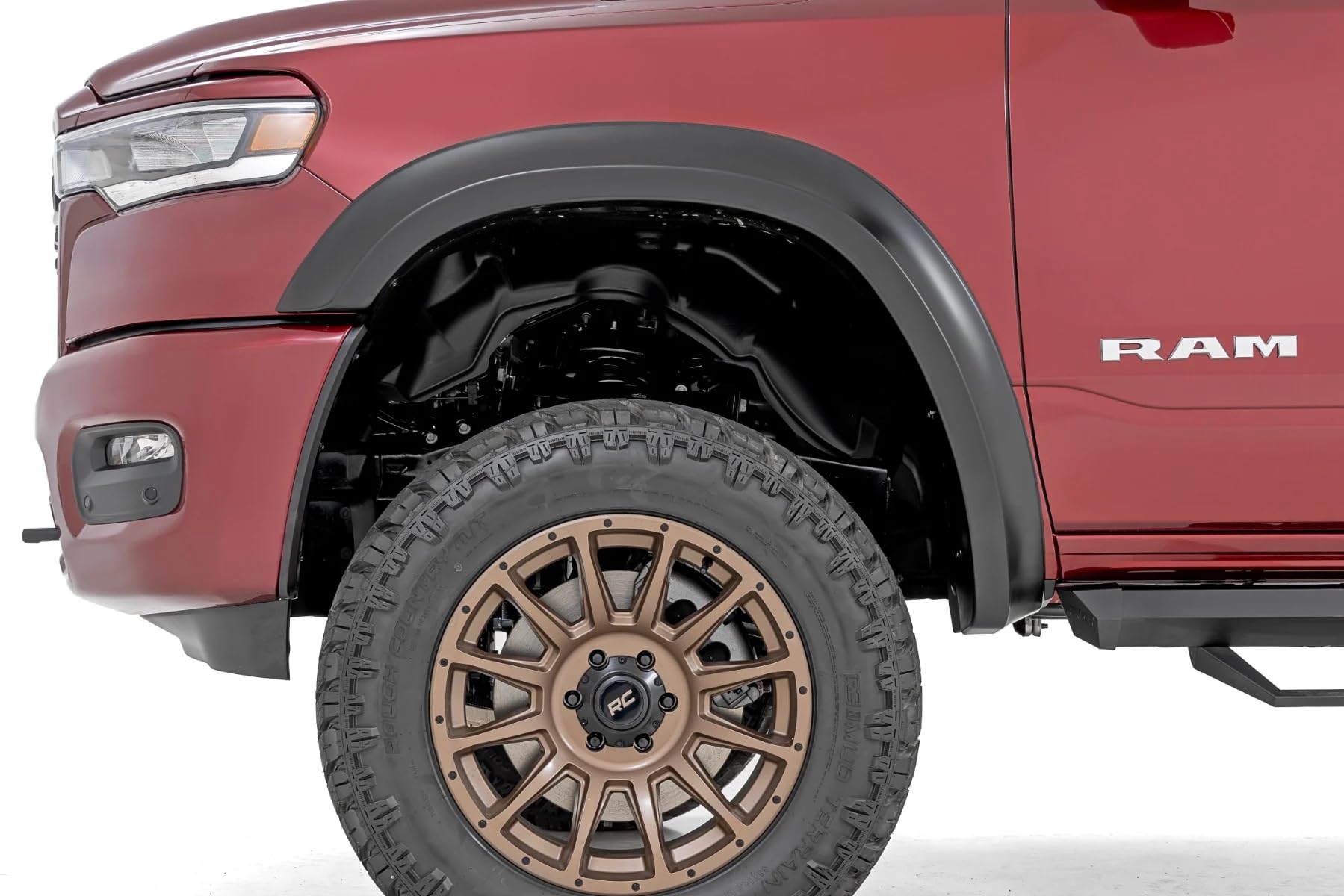 Rough Country Fender Flares Sport Style for Ram 1500 (2025-2026) - Durable ABS Flares, 1" Coverage, No-Drill Install, UV-Protected Flat Black Finish, Set of 4