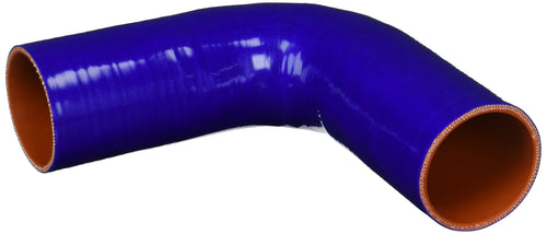 HPS Silicone High Temperature HTSEC90-275-BLUE 4-ply Reinforced 90 degree Elbow Coupler Hose, 55 PSI Maximum Pressure, 3.75" Leg Length on each side, 2-3/4" ID, Blue