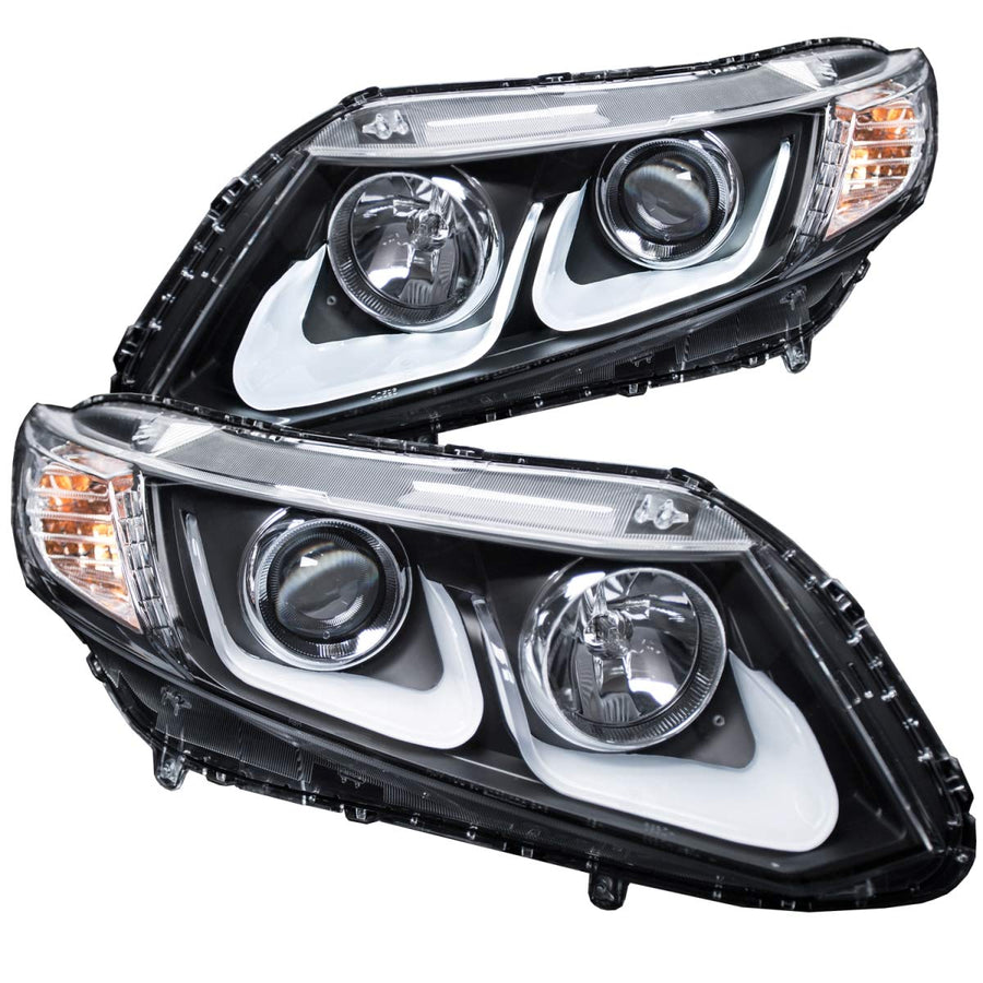 Black/Clear/Amber AnzoUSA Bar Style Projector Headlight for Honda Civic