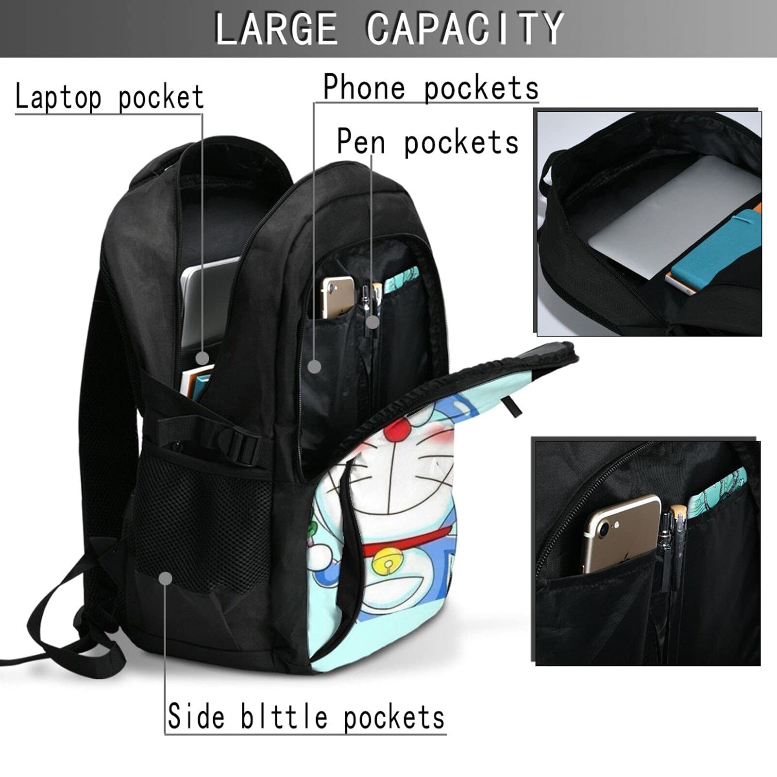 Doraemon Vjkrm Backpack 18 Inch With Usb Interface Portable Lightweight And Large Capacity Reinforced Shoulder Strap Design