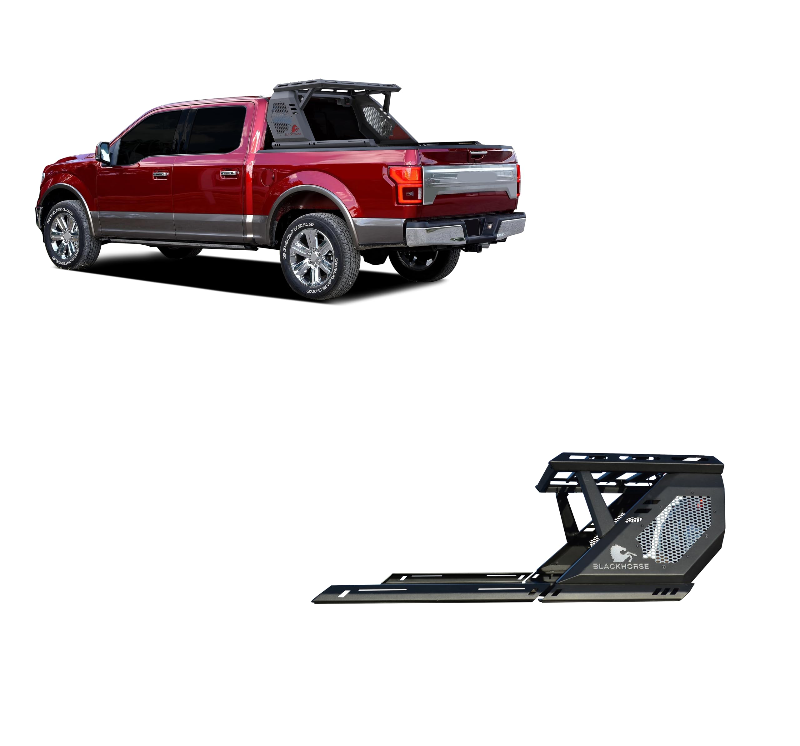 Vigor Roll Bar Black W/Vigor Basket Modular Compatible with 07-25 Chevy Silverado 1500|07-25 GMC Sierra 1500|09-10 Dodge Ram 1500|11-25 Ram 1500|09-25 Ford F-150|07-25 Tundra-VIRB02BA1