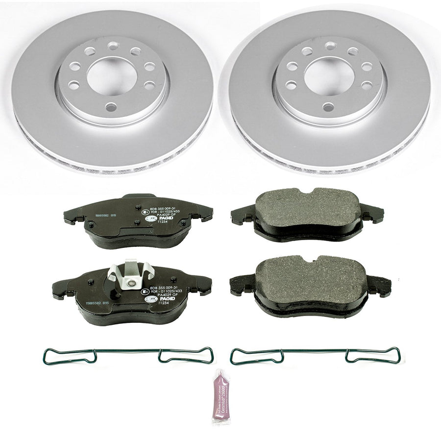 Power Stop ESK978 Euro-Stop Front Brake Kit For Saab 9-3 2003-2011, Saab 9-3X 2010-2011 [Model Specific]
