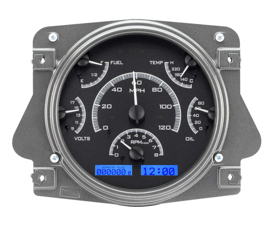 Dakota Digital VHX System Analog Dash Gauges Black Alloy Blue Backlighting Compatible with 1966-77 Ford Bronco