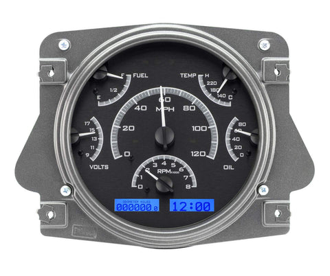 Dakota Digital VHX System Analog Dash Gauges Black Alloy Blue Backlighting Compatible with 1966-77 Ford Bronco
