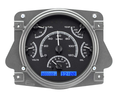 Dakota Digital VHX System Analog Dash Gauges Black Alloy Blue Backlighting Compatible with 1966-77 Ford Bronco