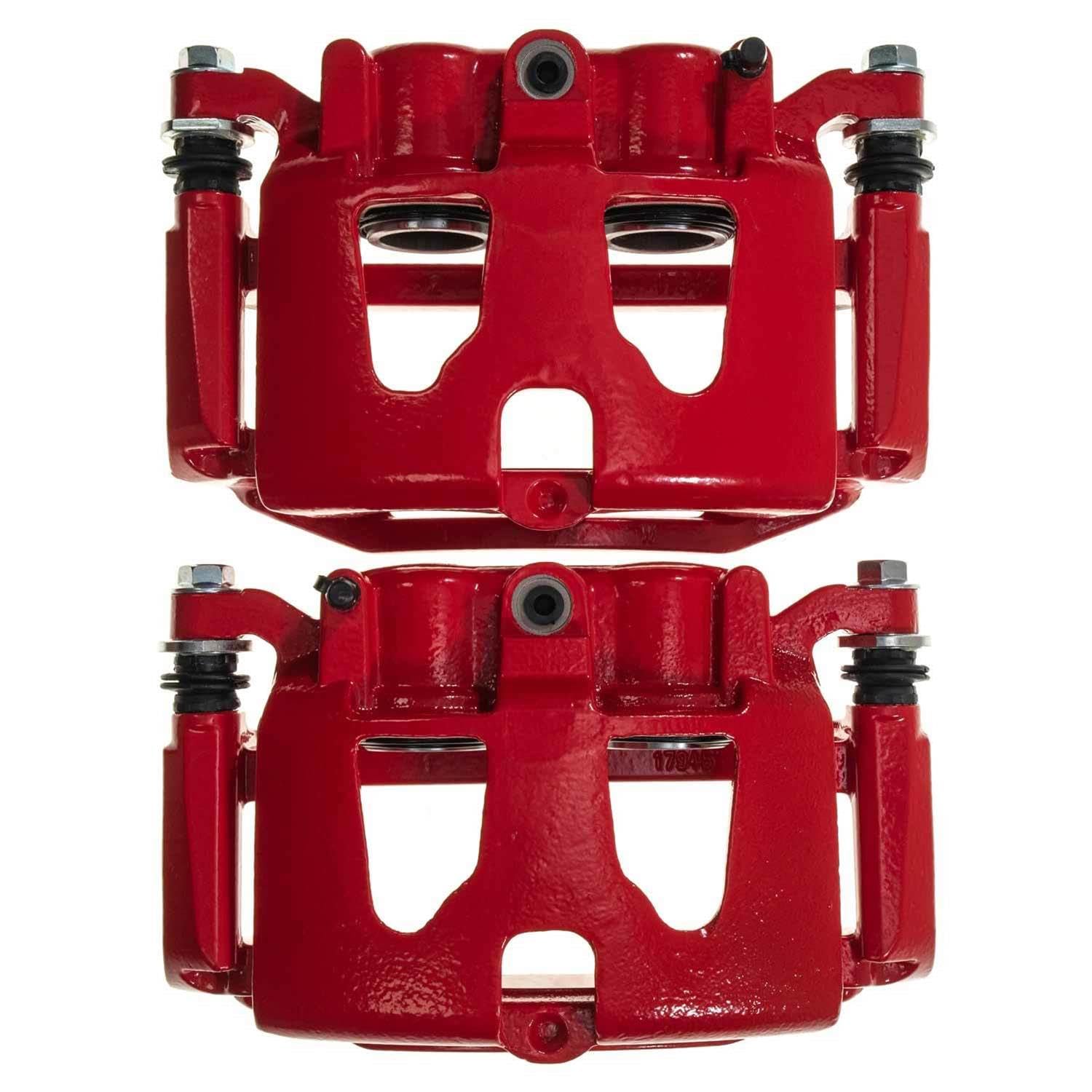Power Stop S5472 Rear Pair of High-Temp Red Powder Coated Calipers For Ford F-250 Super Duty 2013-2022, Ford F-350 Super Duty 2013-2022 [Model Specific]