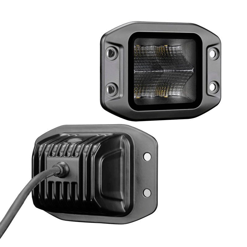 Blackout Series Go Rhino Xplor Lighting: Flush Mount 3x3 LED Cube Flood Light Kit (Pair) | Flush Mount Aluminum, Black | 750400321FCF