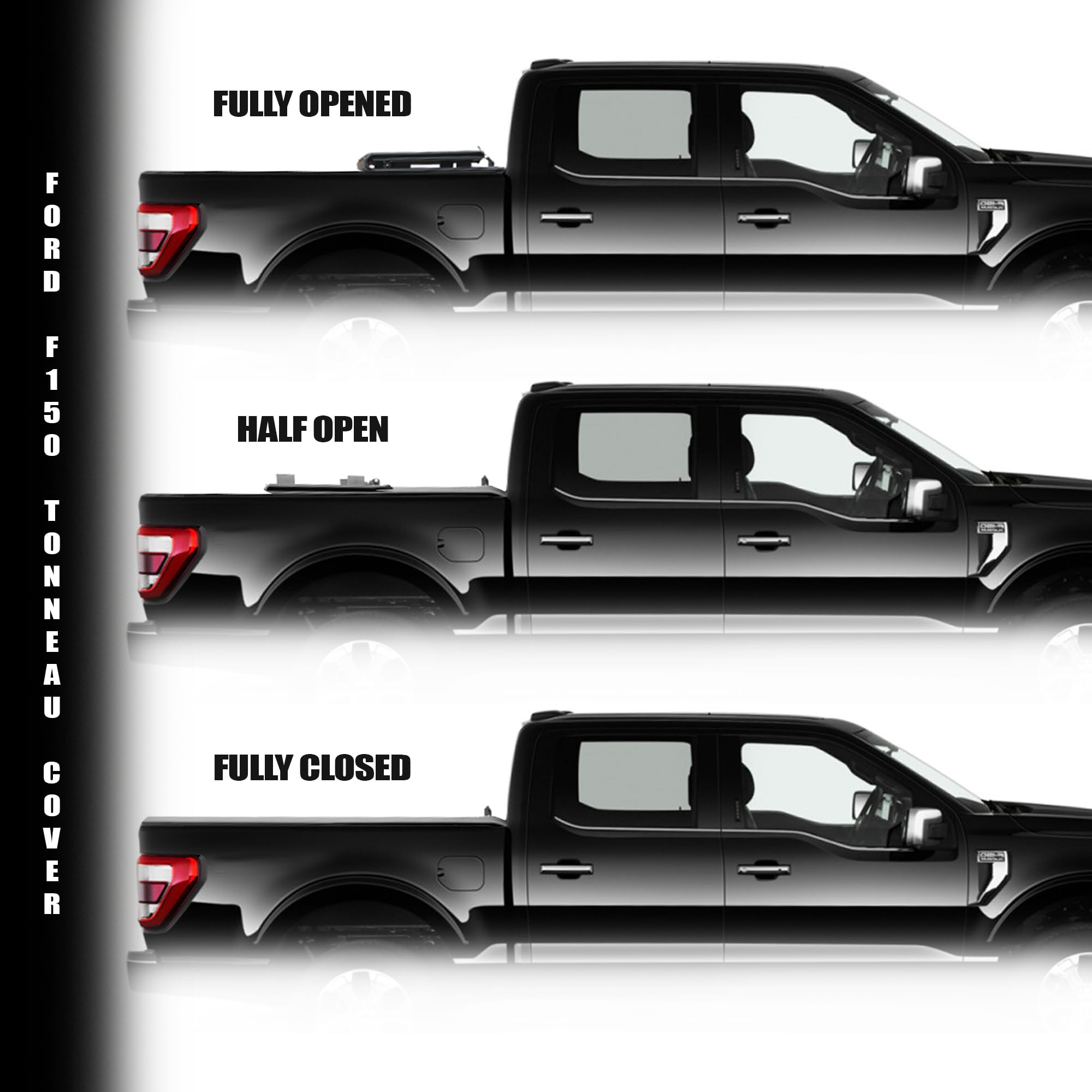 Low Profile Armordillo Flush Mount Hard Tri-Fold for 2015 2016 2017 2018 2019 2020 2021 2022 2023 2024 Ford F150 F-150 Bed Tonneau Cover fits 6.5 Ft (78") Bed | CoveRex TFX | 7162204