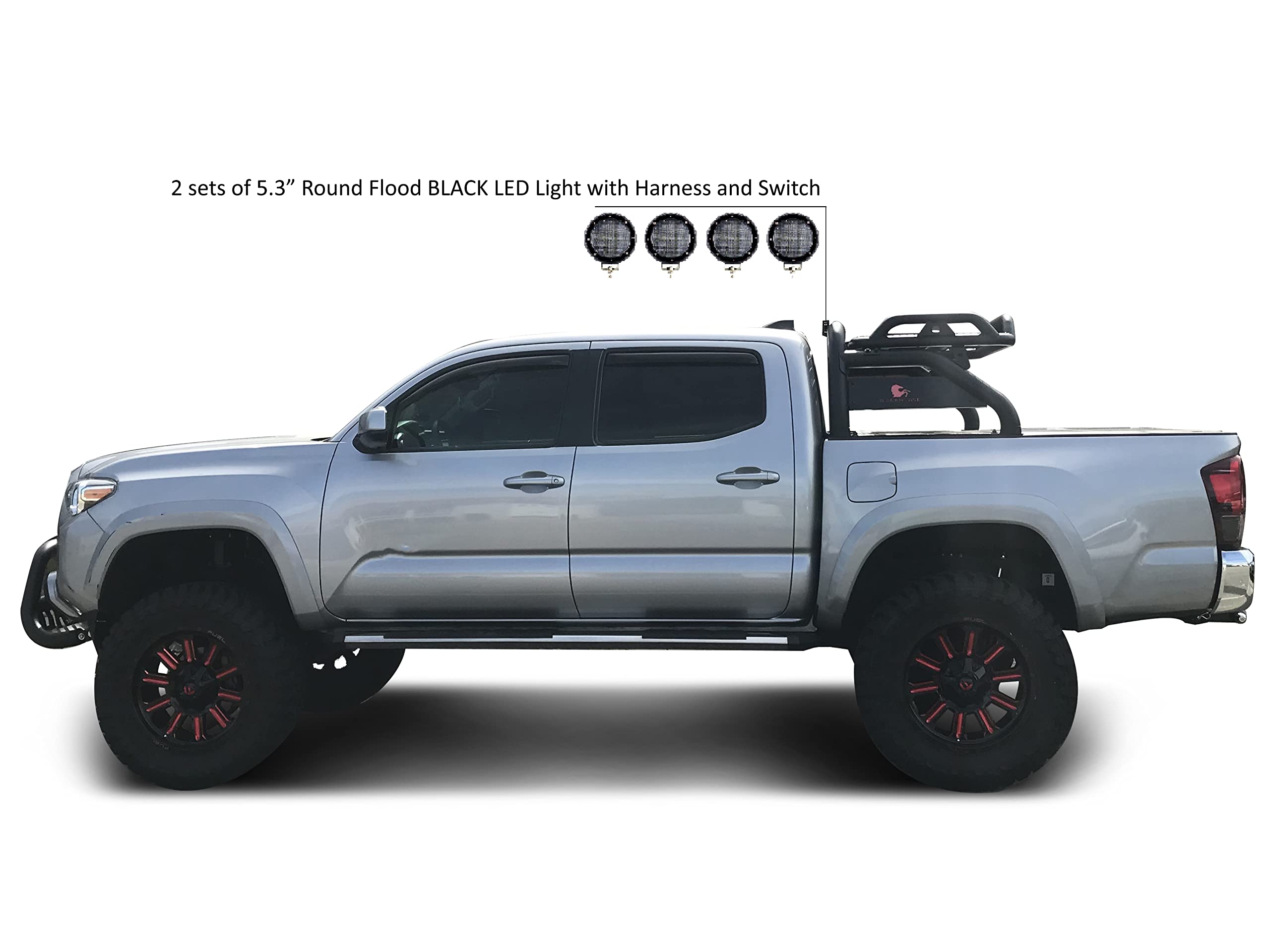 Atlas Roll Bar Black Horse Kit Compatible with 2015-2023 Toyota Tacoma-ATRB-TOTAB-PLFB