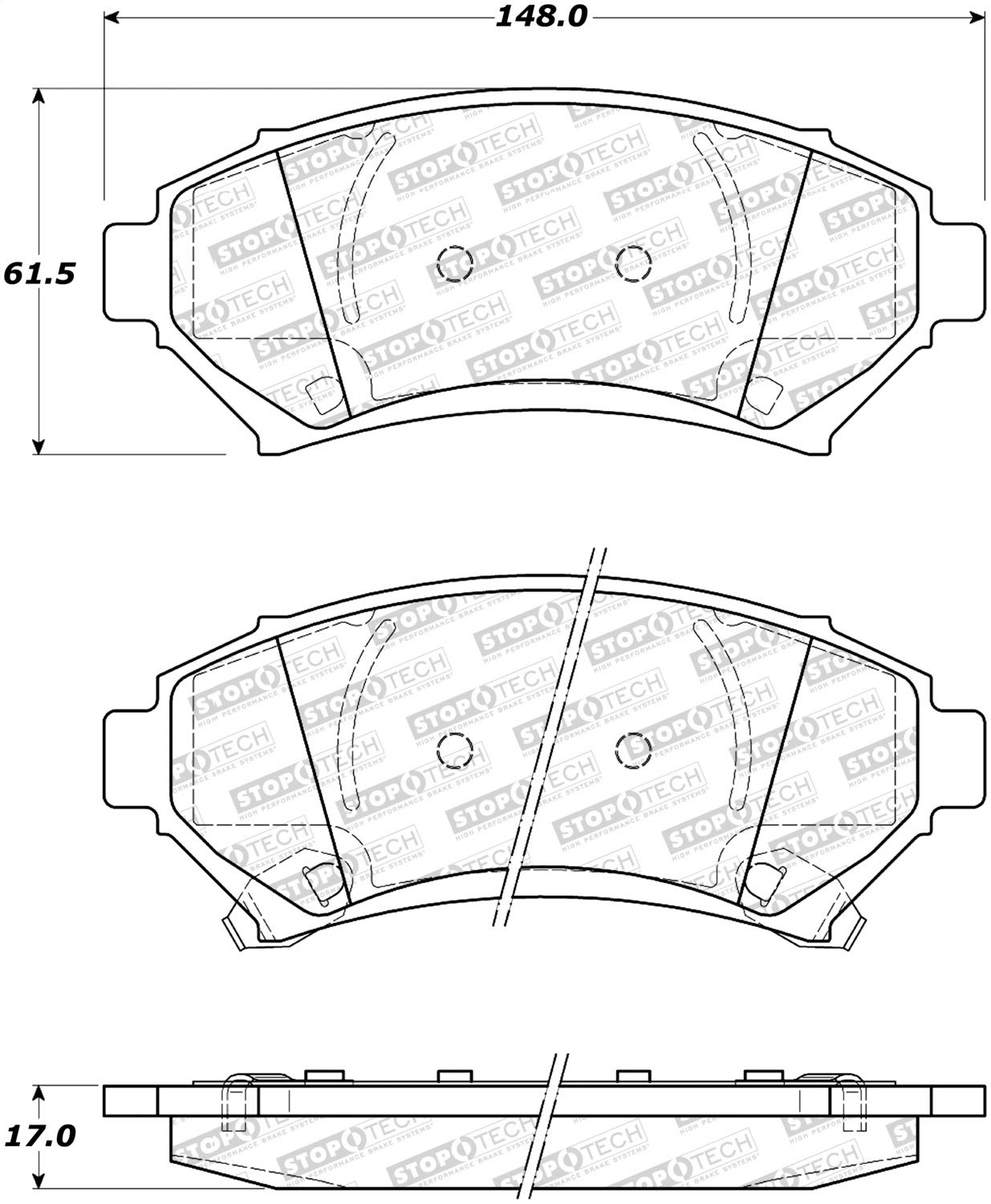 Front StopTech 308.06990 Brake Pads with Shims and Hardware Street