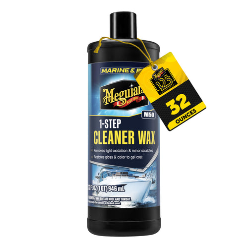 Marine/RV Meguiar's M5032 One Step Cleaner Wax, Easy-to-Use Marine Wax for Boats and RVs That Removes Light Defects, Restores Color Brilliance, and Protects the Surface, 32 Fl Oz