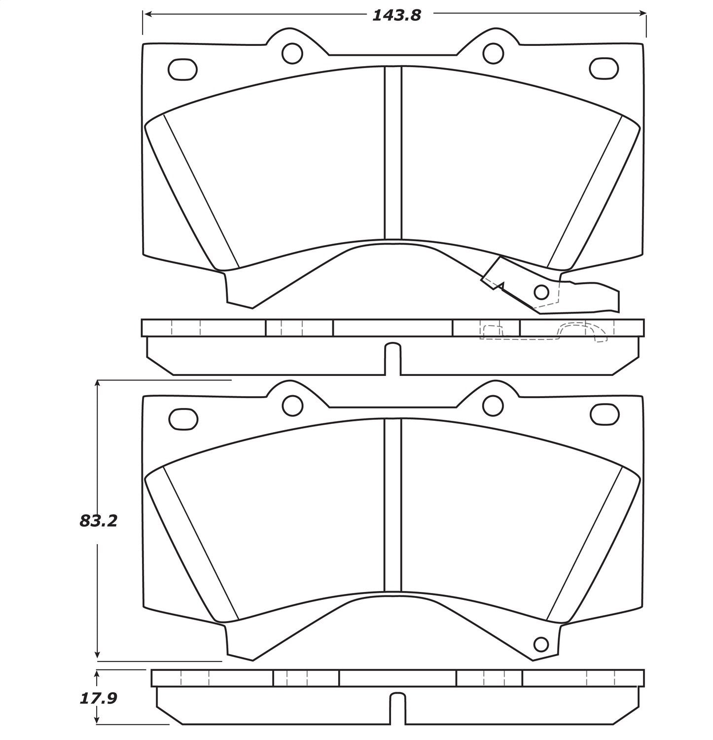 Front StopTech 308.13030 Brake Pads with Shims and Hardware Street