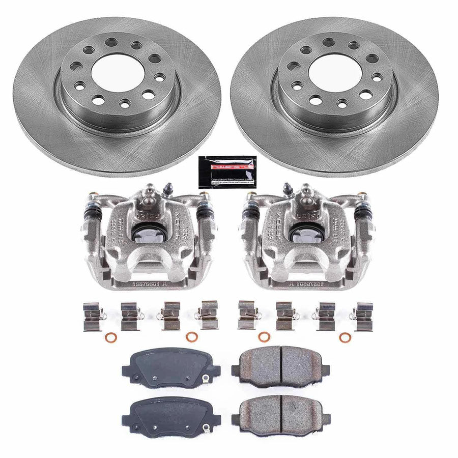 Power Stop KCOE7301 Rear Caliper Kit-OE Rotors, Ceramic Brake Pads, Calipers For Fiat 500X 2016-2020, Jeep Renegade 2015-2022 Autospecialty [Model Specific]
