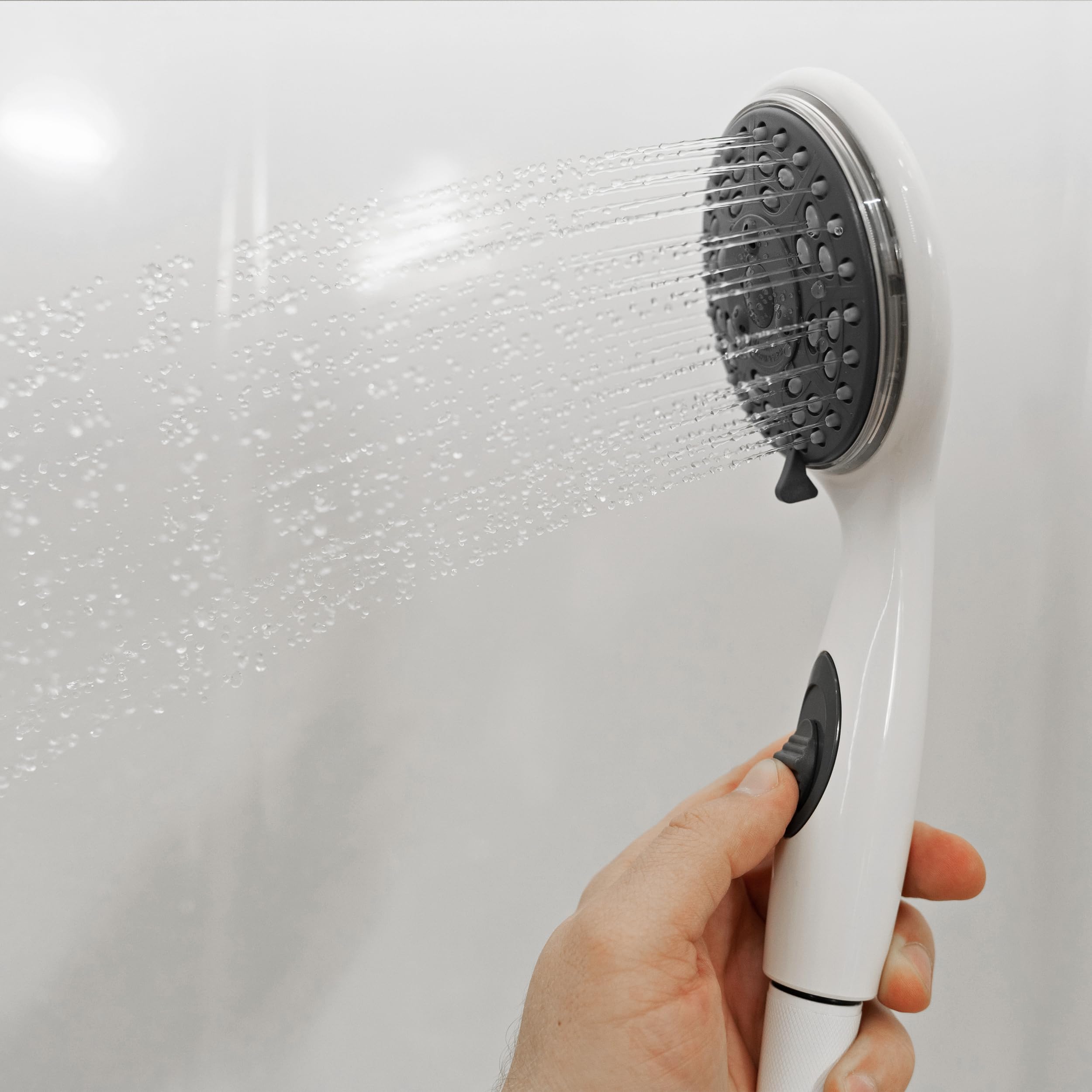 Dura Faucet Handheld Premium RV Shower Wand with Eco-Friendly On/Off Switch (White)