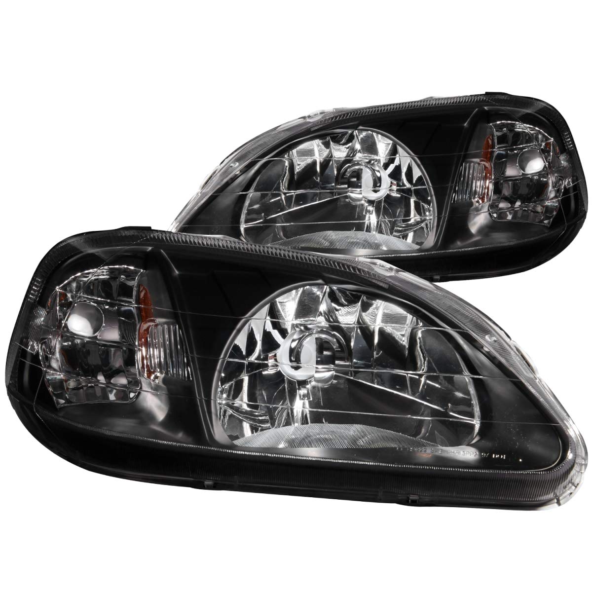 Honda Civic Anzo USA 121070 Crystal Black Headlight Assembly - (Sold in Pairs)