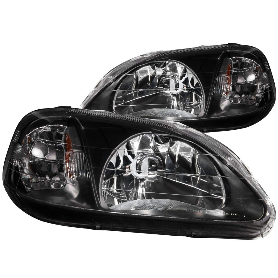 Honda Civic Anzo USA 121070 Crystal Black Headlight Assembly - (Sold in Pairs)