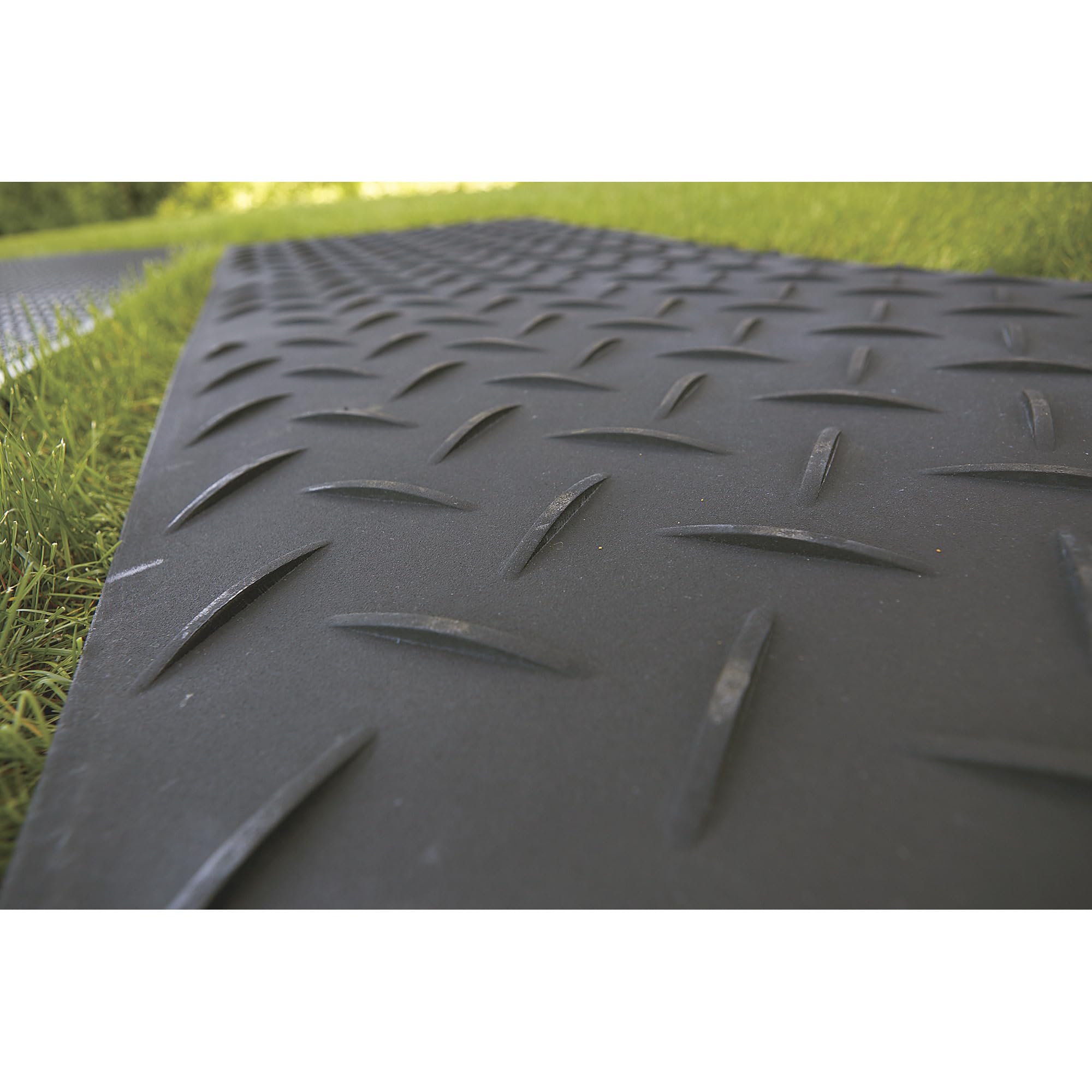 TuffTrak Ground Protection Mat VersaMat - Black, 3ft.W x 8ft.L, Diamond Plate/Pedestrian Plate Tread Design, Model Number VM38