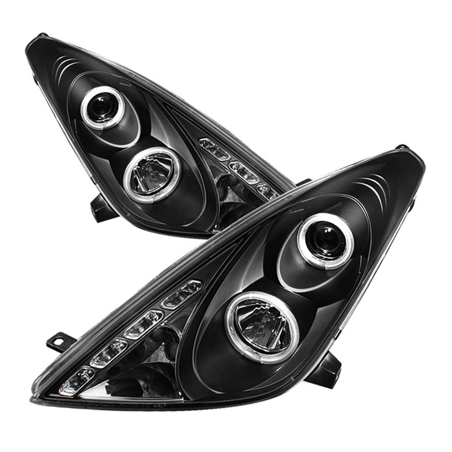 LED Halo Spyder Auto Projector Headlights Black/Clear 5011848