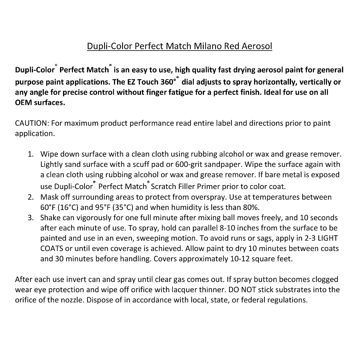 Honda Milano Red, R81 – Dupli-Color EBHA09557 Perfect Match Automotive Spray Paint – 8 oz. Aerosol Can
