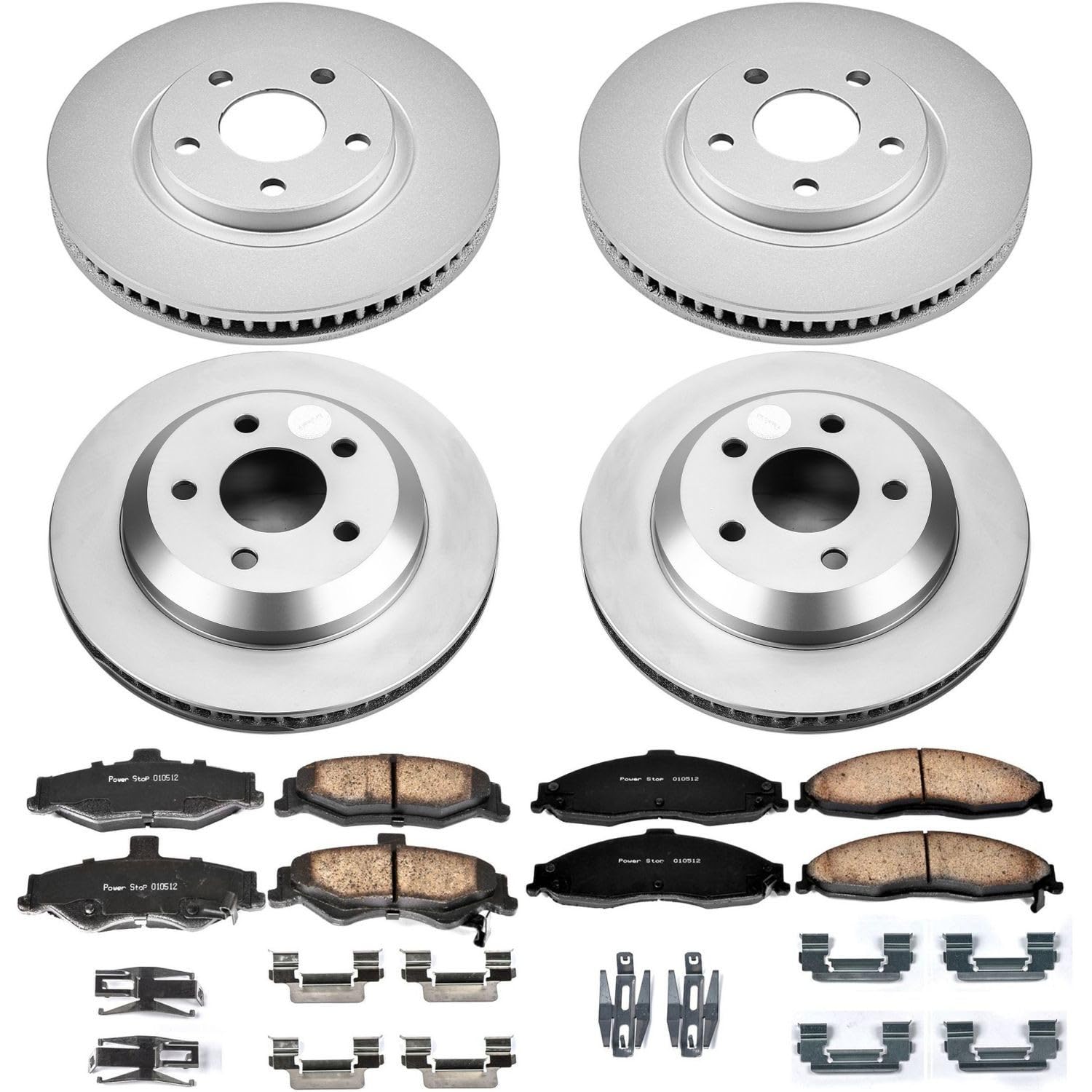 Power Stop CRK1548 Brake Rotor and Coated Ceramic Brake Pads- Front & Rear For Chevrolet Camaro 1998-2002, Pontiac Firebird 1998-2002 [Model Specific]