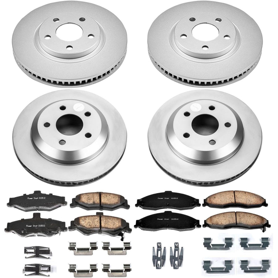 Power Stop CRK1548 Brake Rotor and Coated Ceramic Brake Pads- Front & Rear For Chevrolet Camaro 1998-2002, Pontiac Firebird 1998-2002 [Model Specific]