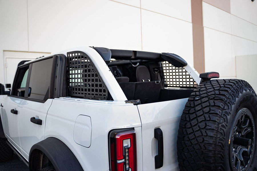 Rear Window Molle Panels DV8 Offroad for 2021-2025 Ford Bronco 4-Door | Includes Passenger & Driver Side Panels | Mount Molle Bags, Med Kits, Tools, & Other Accessories | Run with or Without Hardtop