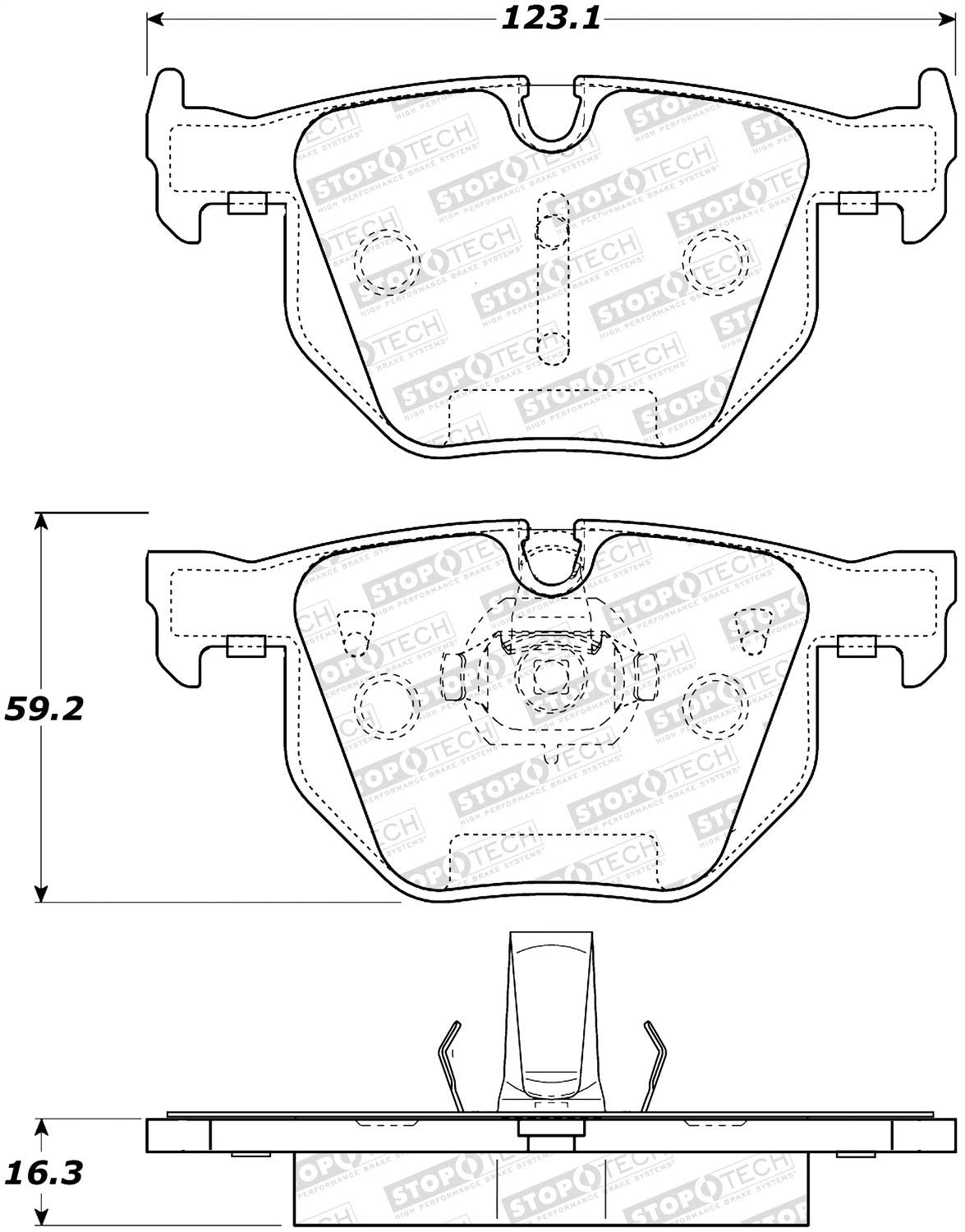 Rear StopTech 308.10420 Brake Pads with Shims and Hardware Street