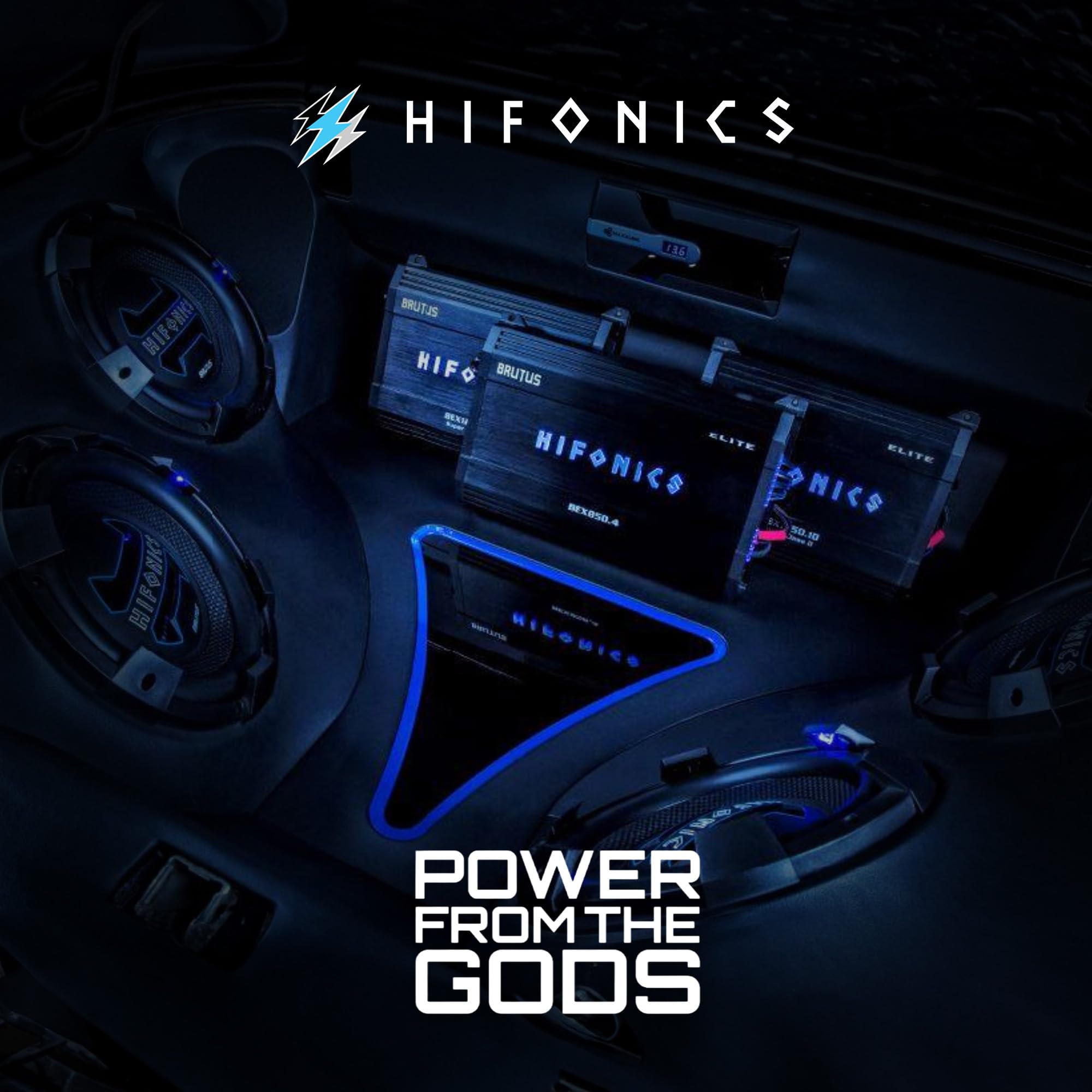 Hifonics 8 Inch Elite Shallow Mount Car Subwoofer, Dual 4 Ohm Voice Coil Speaker 500 Watt Peak Power Mobile Amplifier, Black/Blue