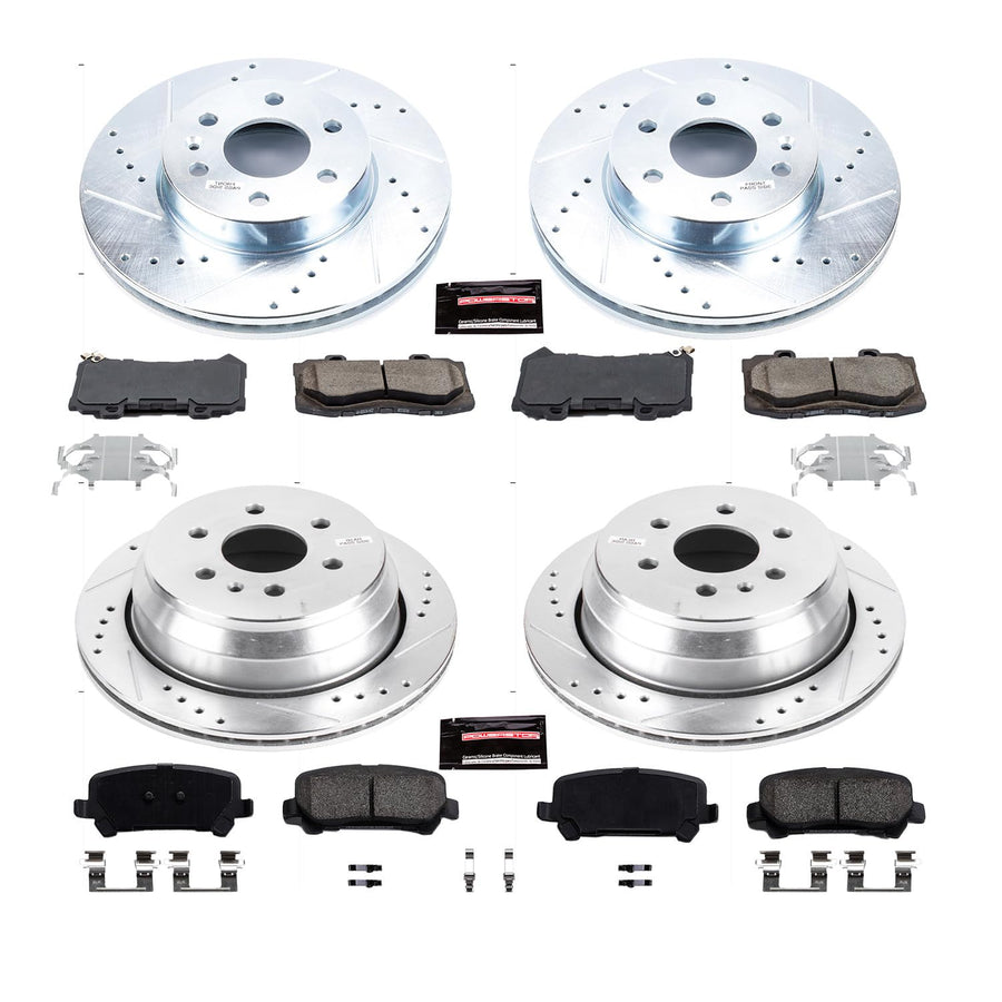 PowerStop Brake Kit Front and Rear For Chevrolet Colorado 2015-20 | GMC Canyon 2015-20 - Drilled and Slotted Disc Rotors with Ceramic Brake Pads Replacement, K7228