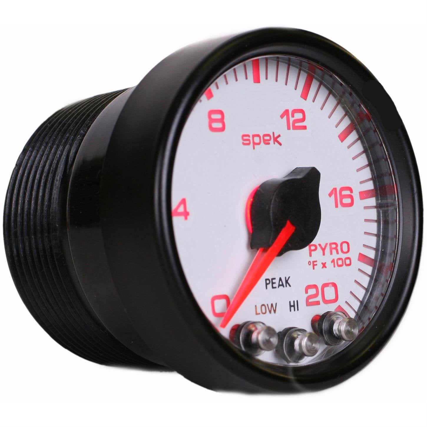 AutoMeter P31012 Pyrometer Gauge (EGT) (Spek-Pro 2 1/16", 2000ºf, Stepper Motorwith Peak & Warn, Wht/Blk, Spek-Pro)
