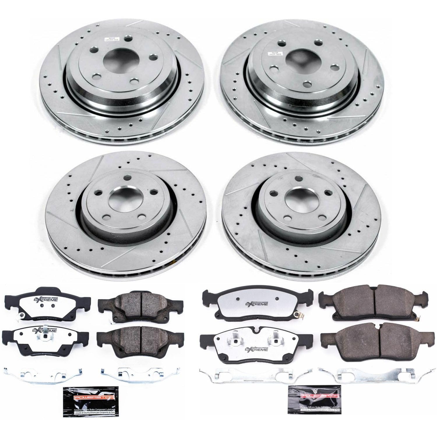 Power Stop Brake Kit Front and Rear For 2021 2022 2023 2024 Dodge Durango - Truck & Tow Carbon Fiber Ceramic Pads & Drilled and Slotted Rotors Replacement, K7136-36