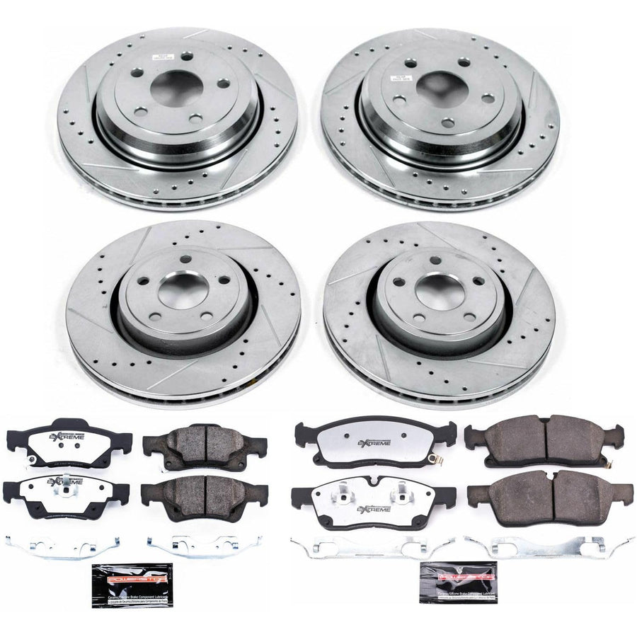 Power Stop Brake Kit Front and Rear For 2021 2022 2023 2024 Dodge Durango - Truck & Tow Carbon Fiber Ceramic Pads & Drilled and Slotted Rotors Replacement, K7136-36