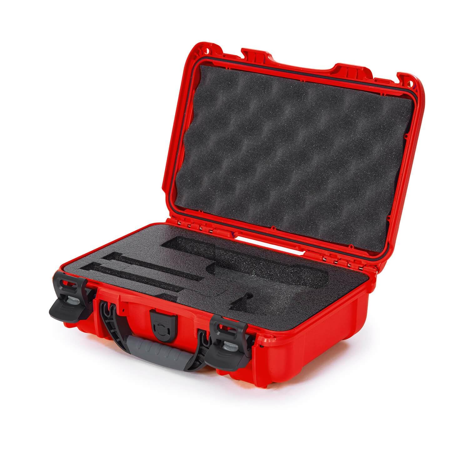 Nanuk Waterproof 909 Professional Classic Pistol/Gun Case, Military Approved with Custom Insert - Red