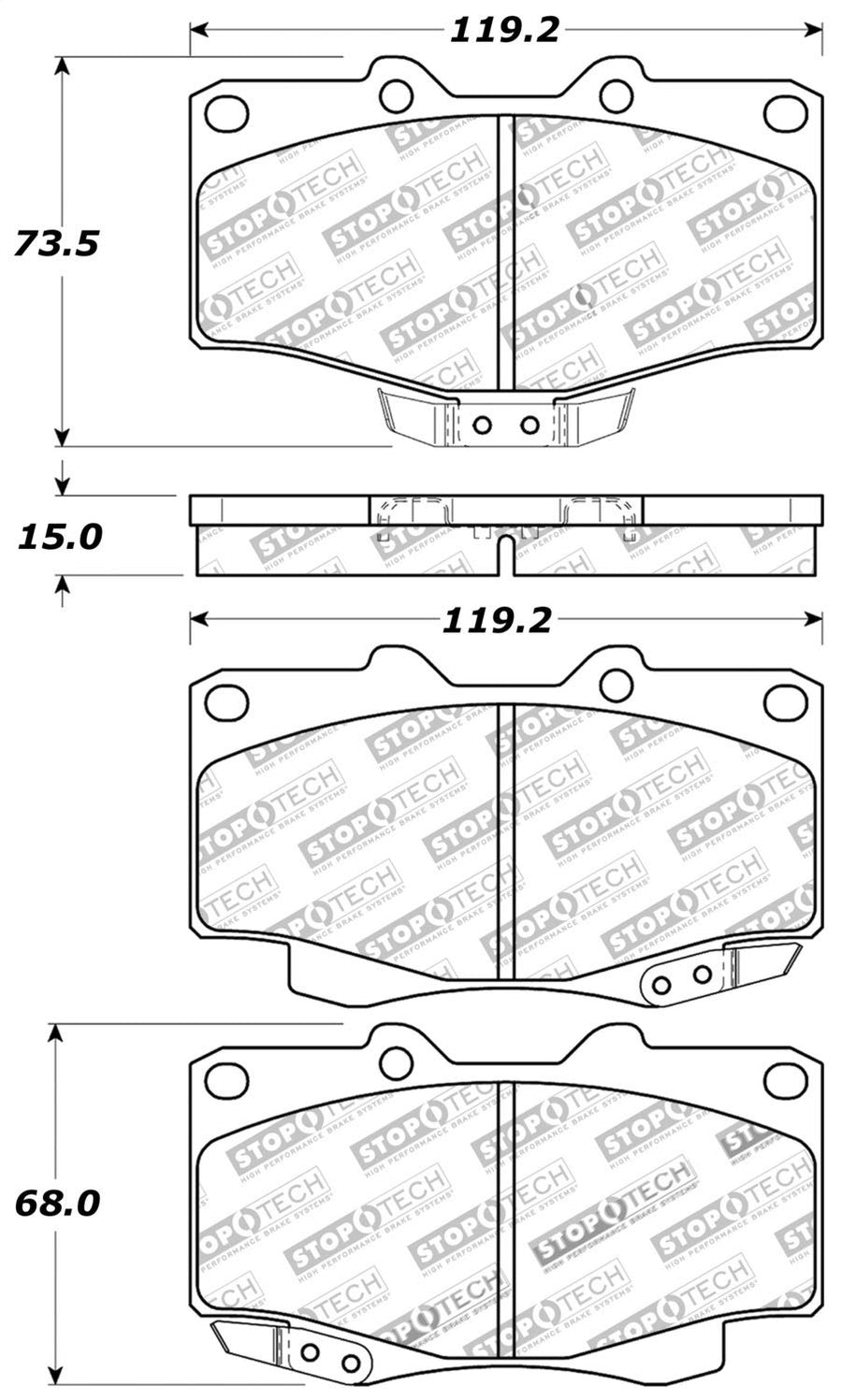 Sport Brake Pads StopTech 309.04100 with Shims and Hardware