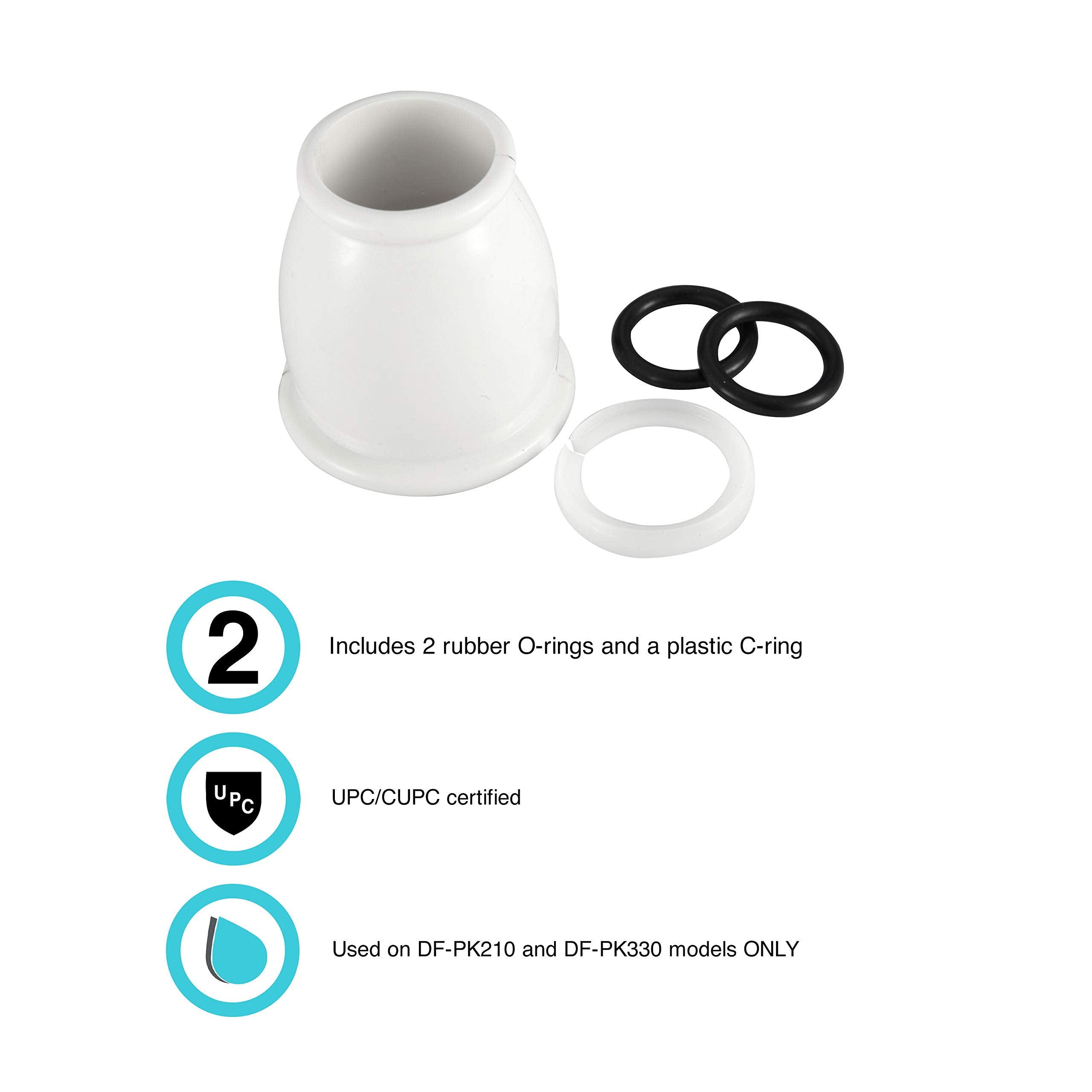 Dura Faucet RV Faucet DF-RK500-WT Bell Style Spout Nut and Rings Replacement Kit for Kitchen Faucets (White)