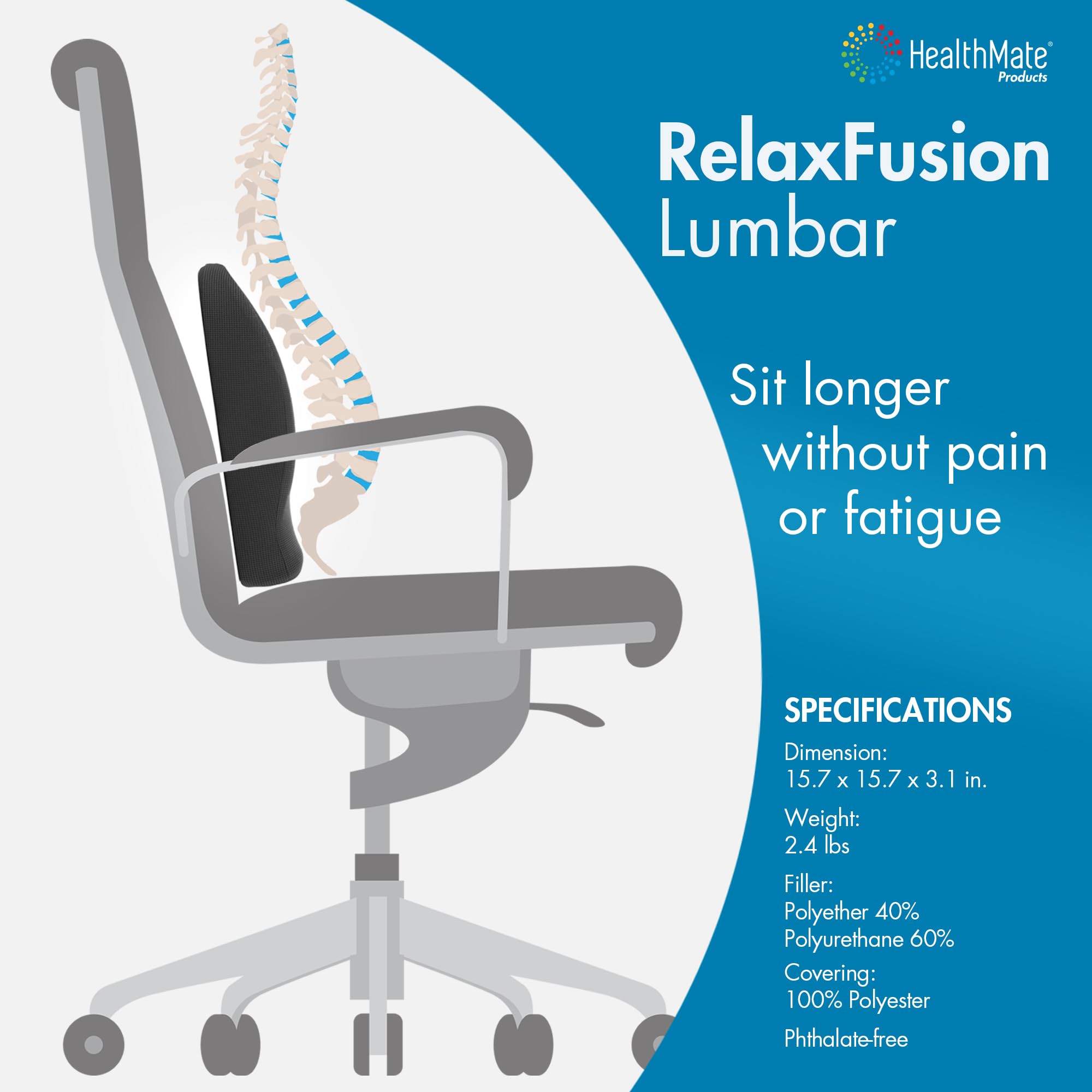 Wagan Relax Fusion IN9112 Lumbar Memory Foam and Gel Seat Cushion