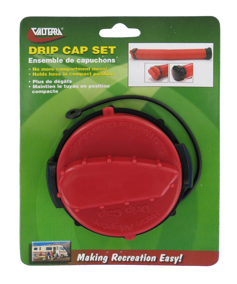 Valterra Universal Drain Hose T1020-3VP Bayonet Drip Cap Set - Red, Red and Black