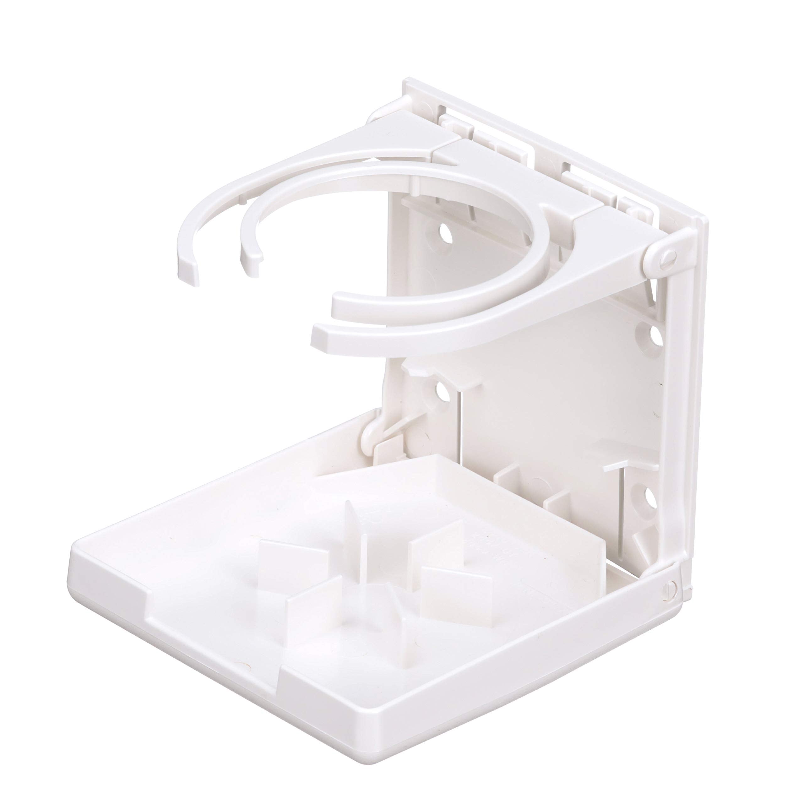 Dual-Ring Attwood 2449-7 Fold-Up Drink Holder, Polycarbonate, 4 5/8-Inch H x 4 9/16-Inch W, 4 ¾-Inch D, White