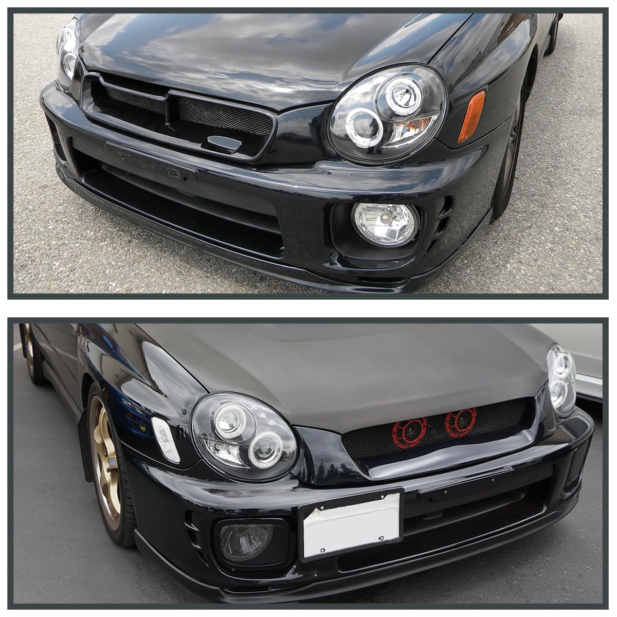 Dual Halo Projector Headlights Black SPEC-D TUNING Compatible with 2002-2003 Subaru Impreza, Left + Right Pair Headlamps Assembly