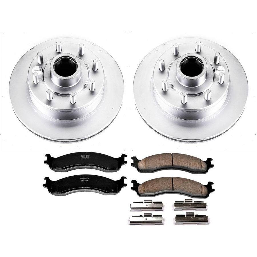 Power Stop CRK5088 Brake Rotor & Coated Ceramic Brake Pads- front For E-, E-250, E-250 Econoline, E-350 Club Wagon, E-350 Econoline, E-350 Econoline Club Wagon, E-350 Super Duty [Model Specific]