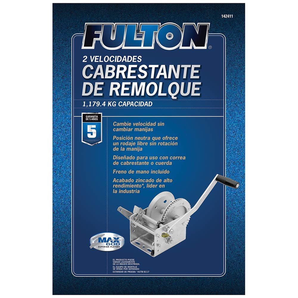 Dual Speed Fulton Winch with Hand Brake - 2600 lbs. Capacity, 1 Pack, Grey