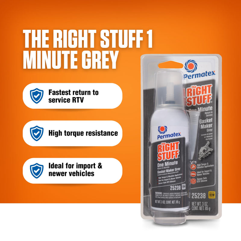 The Right Stuff Permatex 25238 1 Minute Grey Gasket Maker, 3 oz