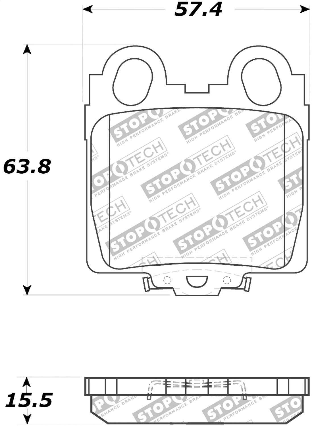 Rear StopTech 308.07710 Brake Pads with Shims and Hardware Street