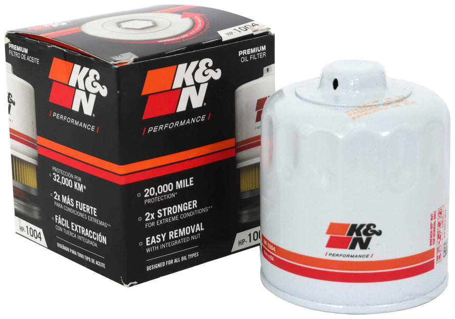 K&N Oil Filter Premium: 20,000 Mile Engine Protection with Wrench Off Nut: Compatible with Select 1983-2022 HYUNDAI/KIA/SUBARU/HONDA Vehicle Models (See Product Description for Select Models),HP-1004