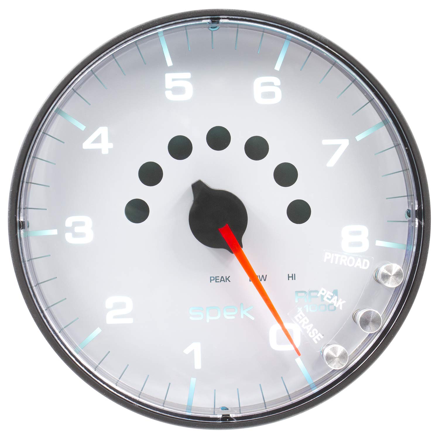 Auto Meter Gauge P238128, Tachometer, 5", 8K RPM, W/Shift Light & Peak Mem, White/Black, Spek-Pro