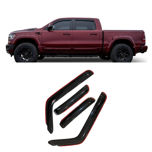 Off Road Black Horse [BHOR in Channel Rain Guards/Wind Deflectors Compatible with 2015-2024 Ford F-150|2015-2024 Ford F-150 Smoke 4 PCs - 1494974IN