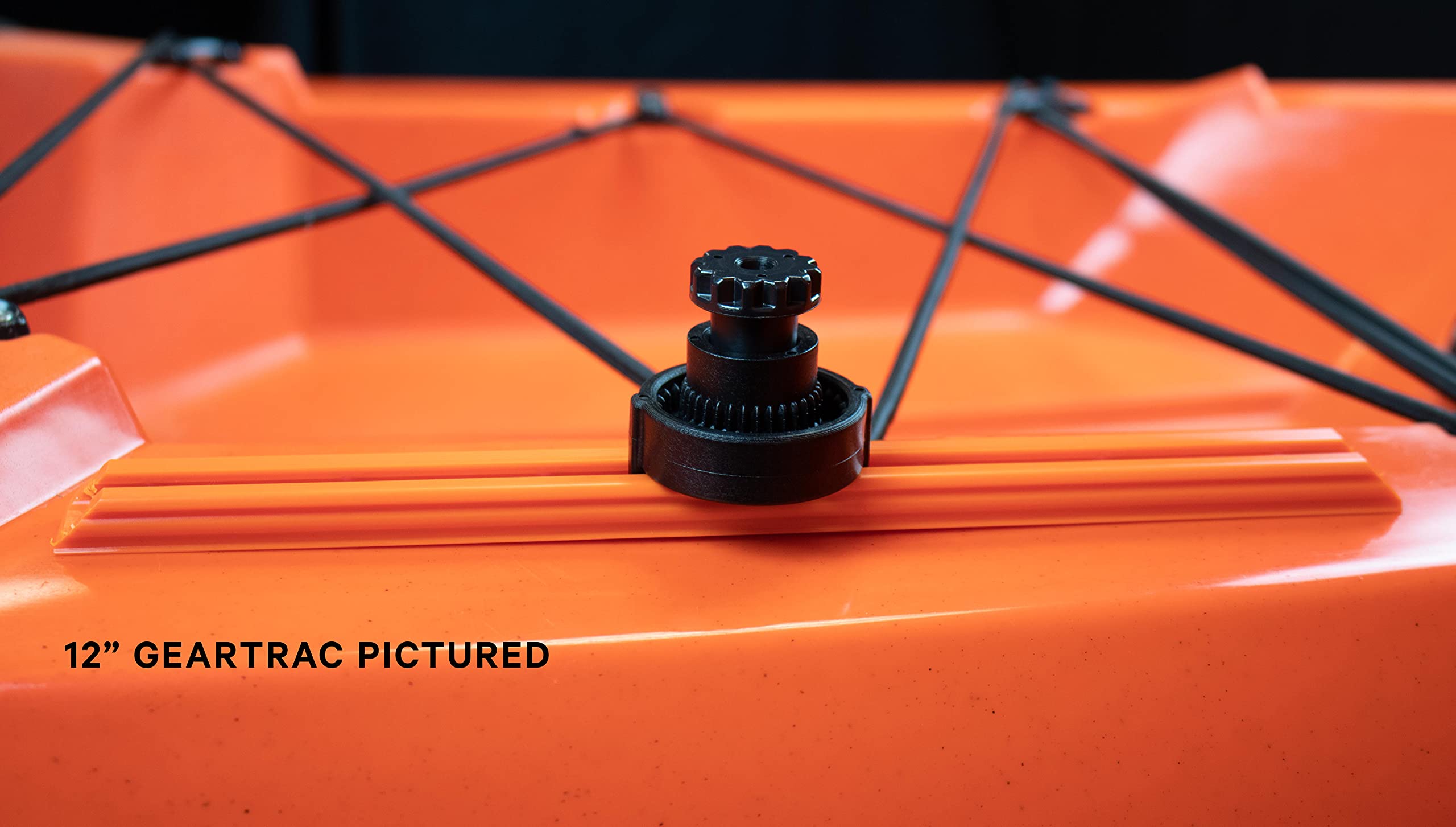 YakAttack 12" GTSL90 GearTrac – Orange | Polymer Kayak Gear Track Rail | Compatible with 1/2" Wide Track Hardware | Includes Stainless Hardware | Yak Attack USA-Made Mounting Solution